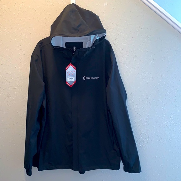 Free Country Other - Free Country Black Hydro Lite Jacket Hoodie Waterproof Men’s Sz XL 46 48 NWT